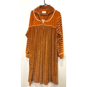 Vintage Striped Full-Zip AGT Robe Velvet Orange & Black Women's Sz XL